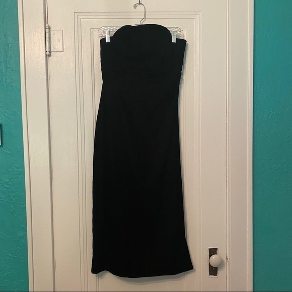 Shoshanna Roxford Black Strapless Velvet Midi Dress Size 4 Cocktail Evening - Picture 5 of 10
